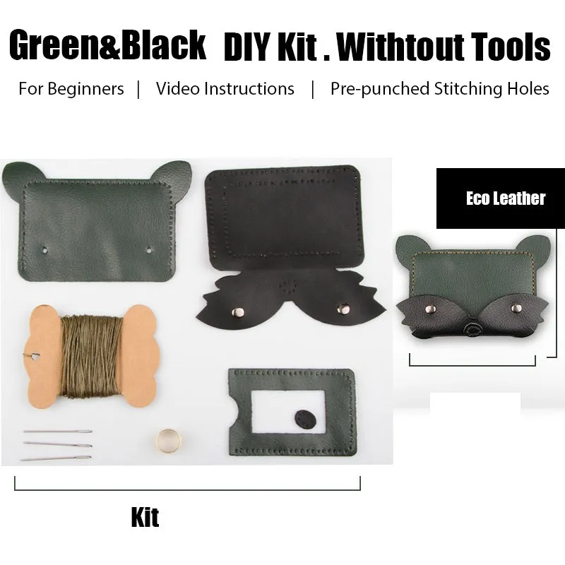 Orange Leather Card Holder Kit DIY Leather Fox Coin Wallets Kit DIY Eco Leather Project DIY Leather Kit