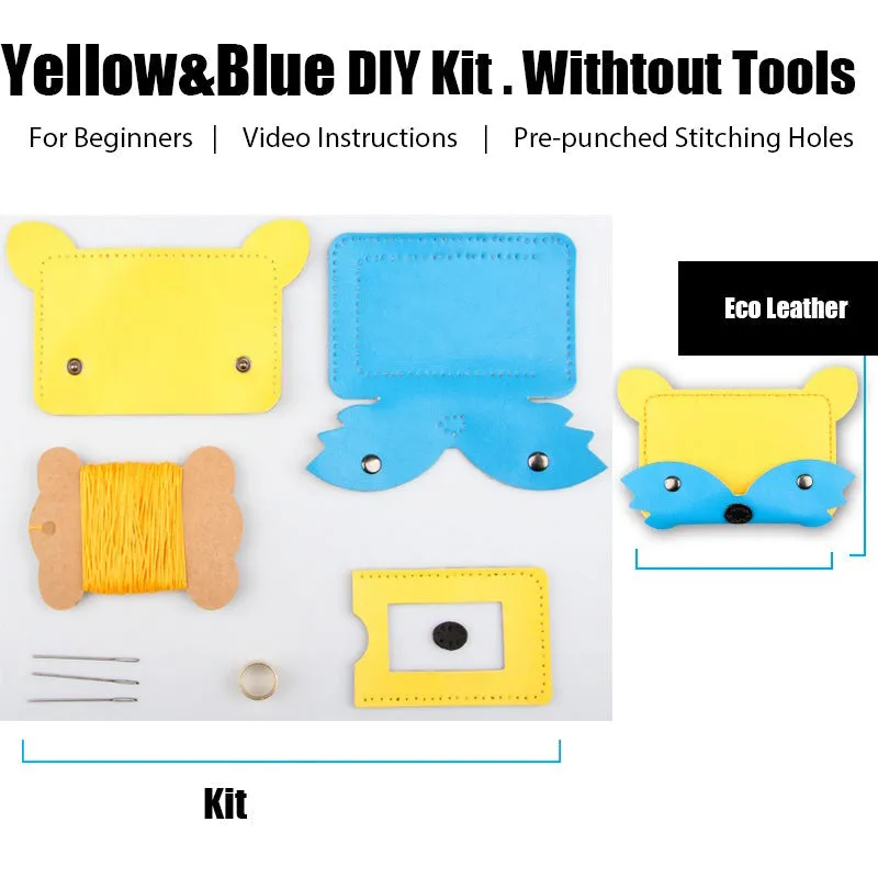 Orange Leather Card Holder Kit DIY Leather Fox Coin Wallets Kit DIY Eco Leather Project DIY Leather Kit