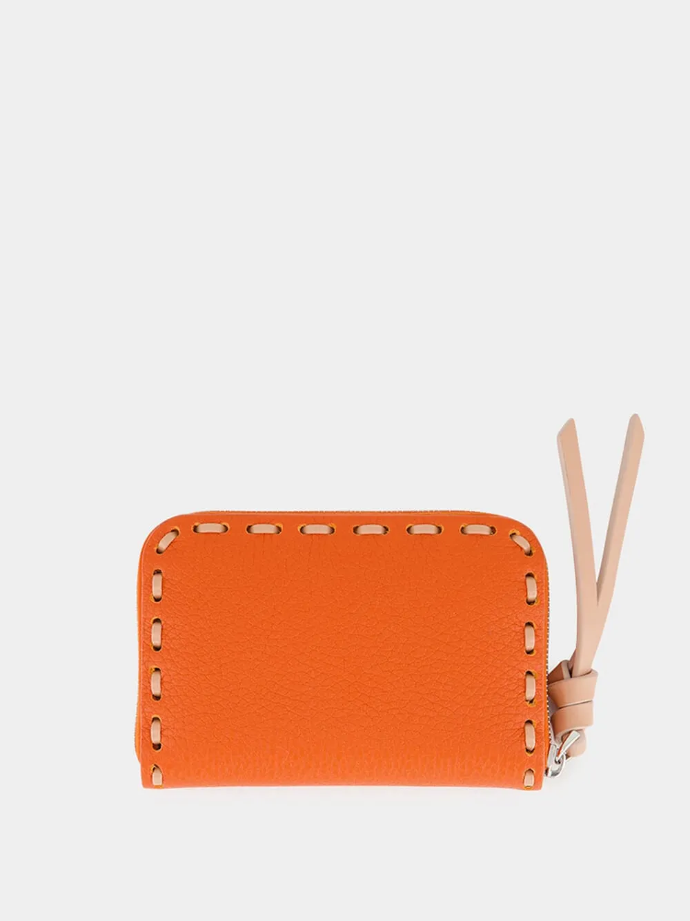 Orange Zip Around Peekaboo Mini Selleria Wallet
