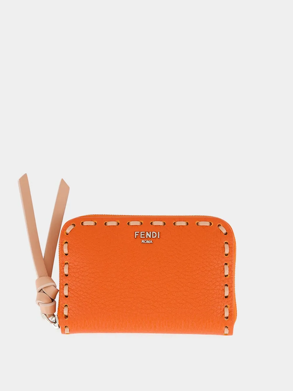 Orange Zip Around Peekaboo Mini Selleria Wallet