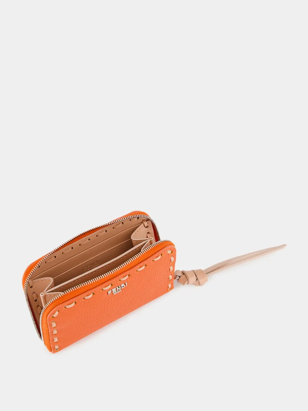 Orange Zip Around Peekaboo Mini Selleria Wallet
