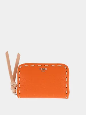 Orange Zip Around Peekaboo Mini Selleria Wallet