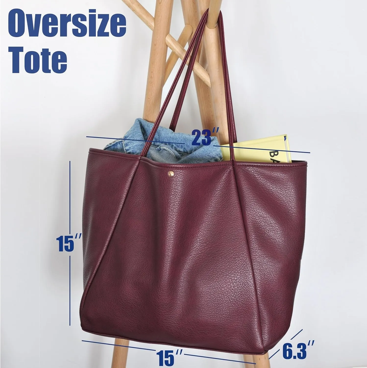 Oversize Pu Leather Handbag for Women , Weekender Travel Bag
