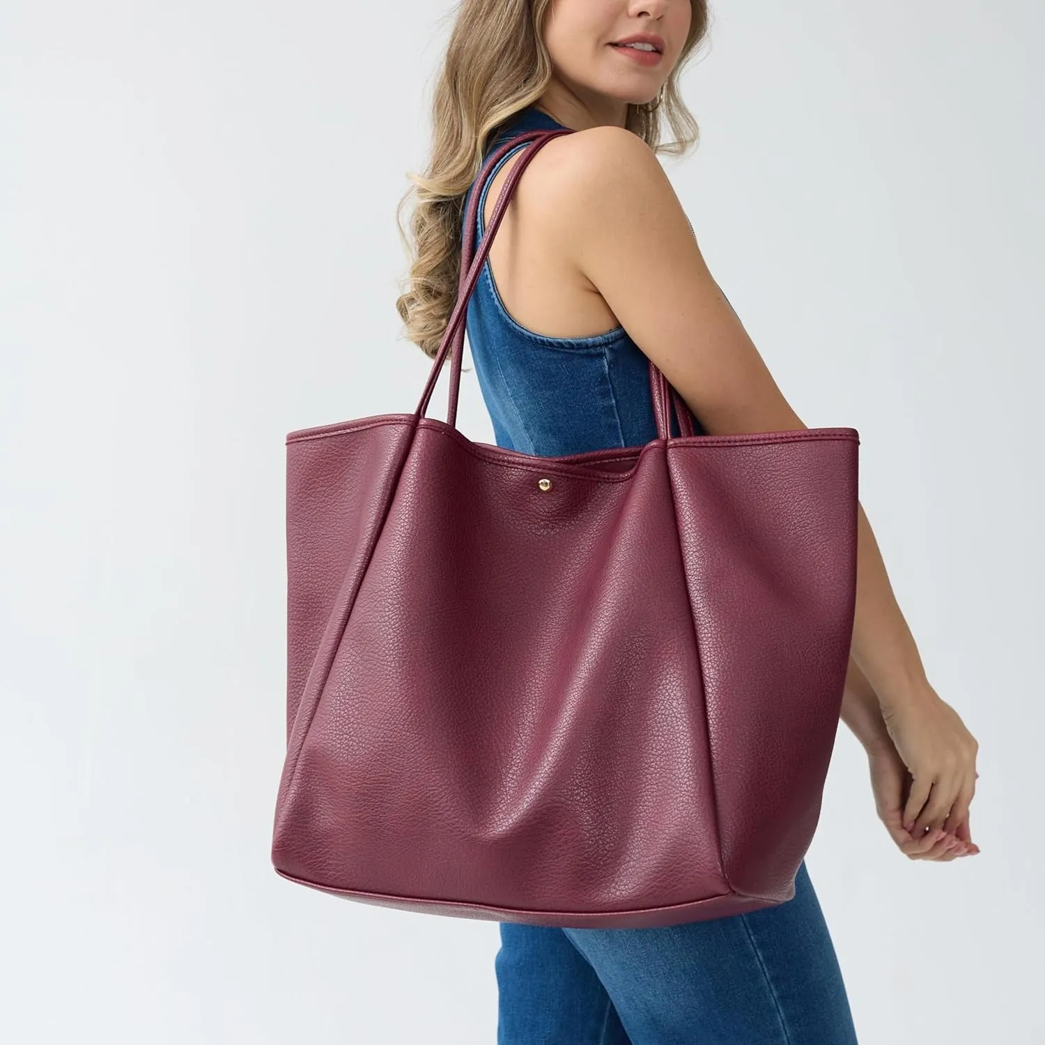 Oversize Pu Leather Handbag for Women , Weekender Travel Bag
