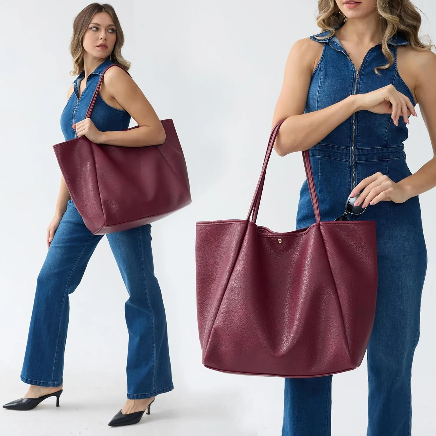Oversize Pu Leather Handbag for Women , Weekender Travel Bag