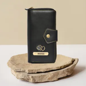 Personalized Zip-around Lady Wallet - Black