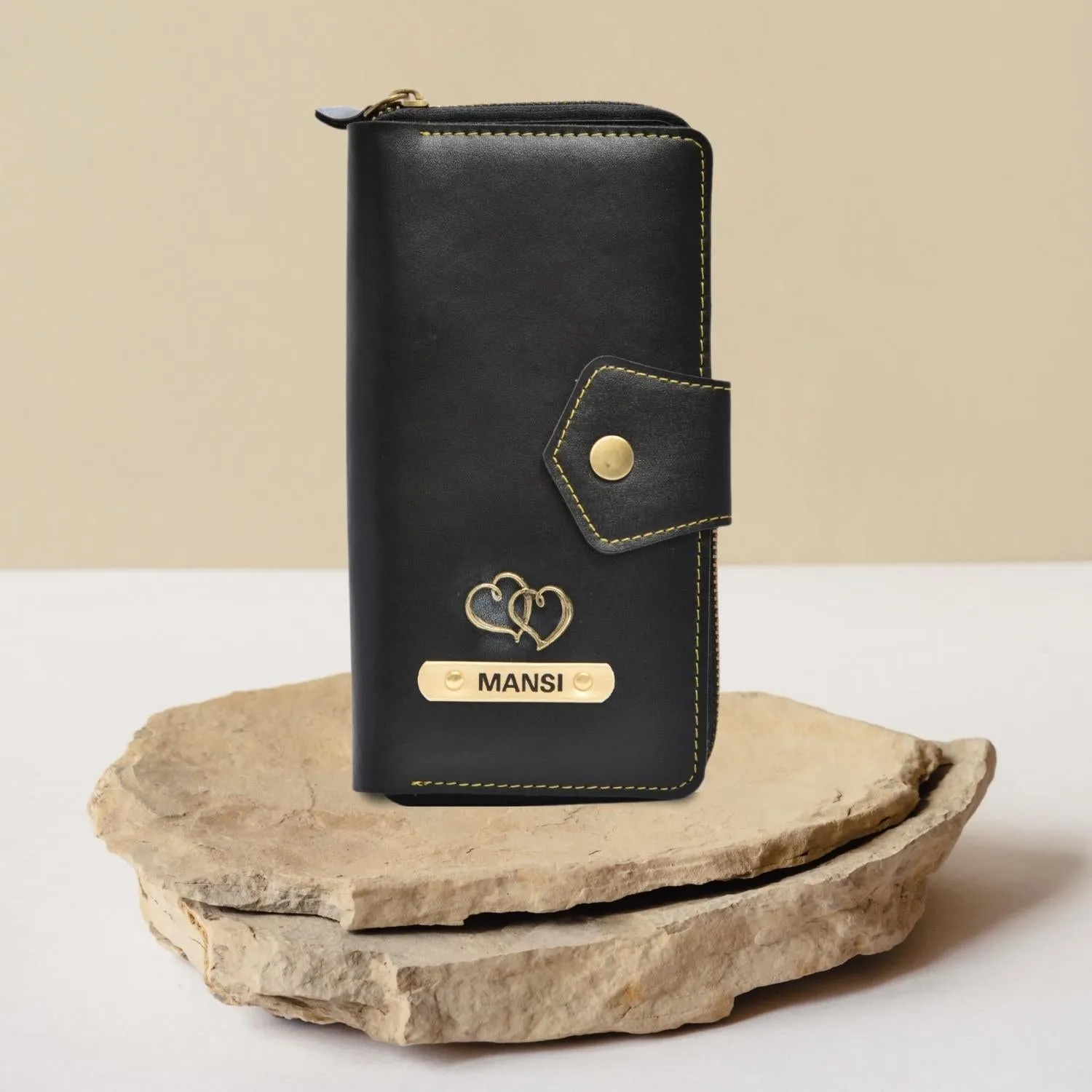 Personalized Zip-around Lady Wallet - Black