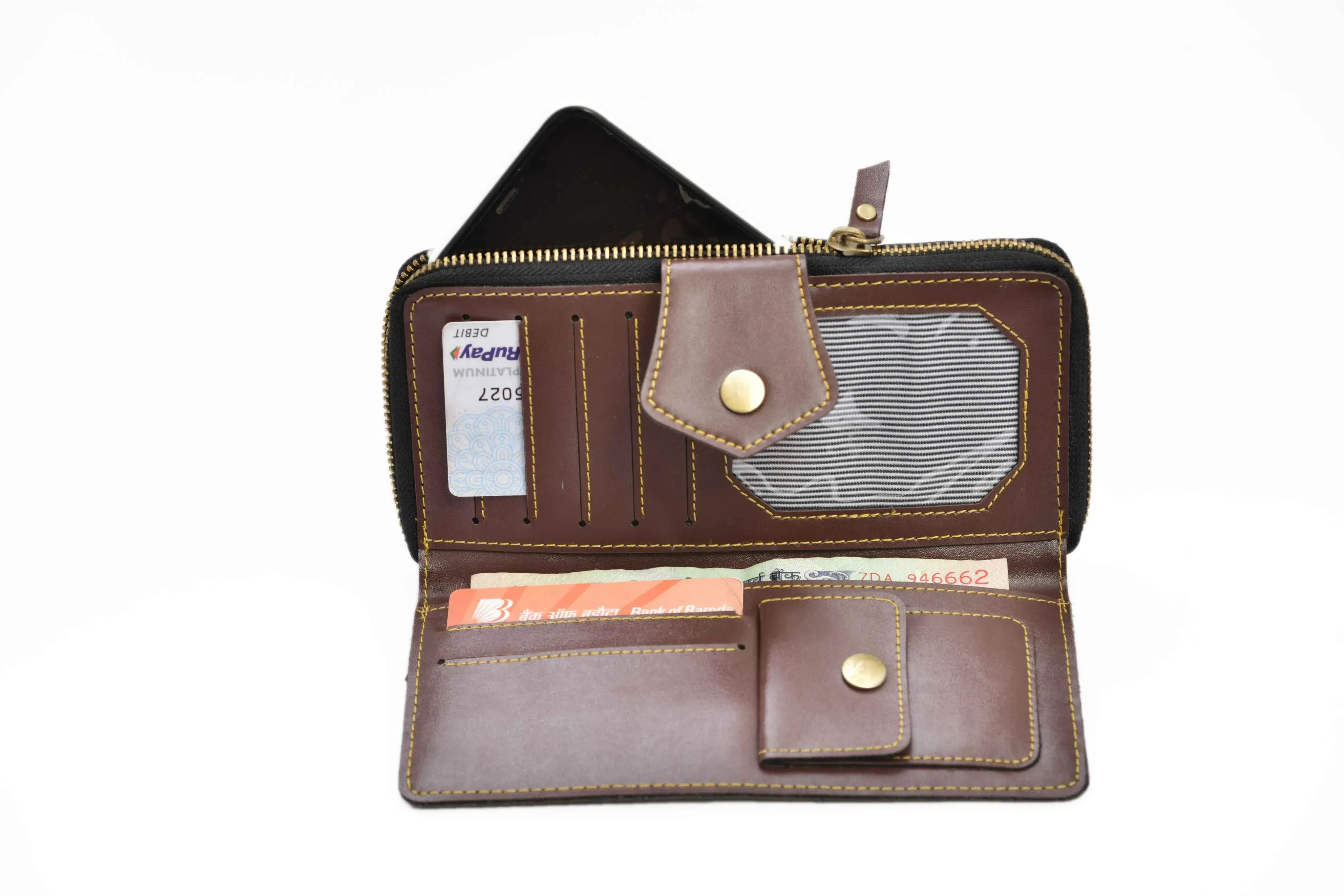 Personalized Zip-around Lady Wallet - Brown