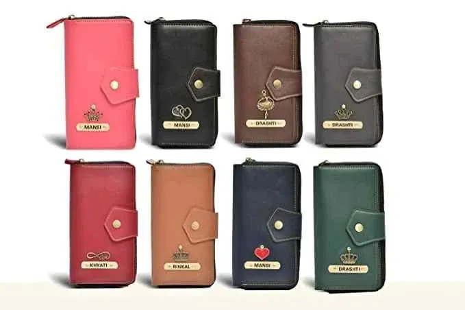 Personalized Zip-around Lady Wallet - Brown