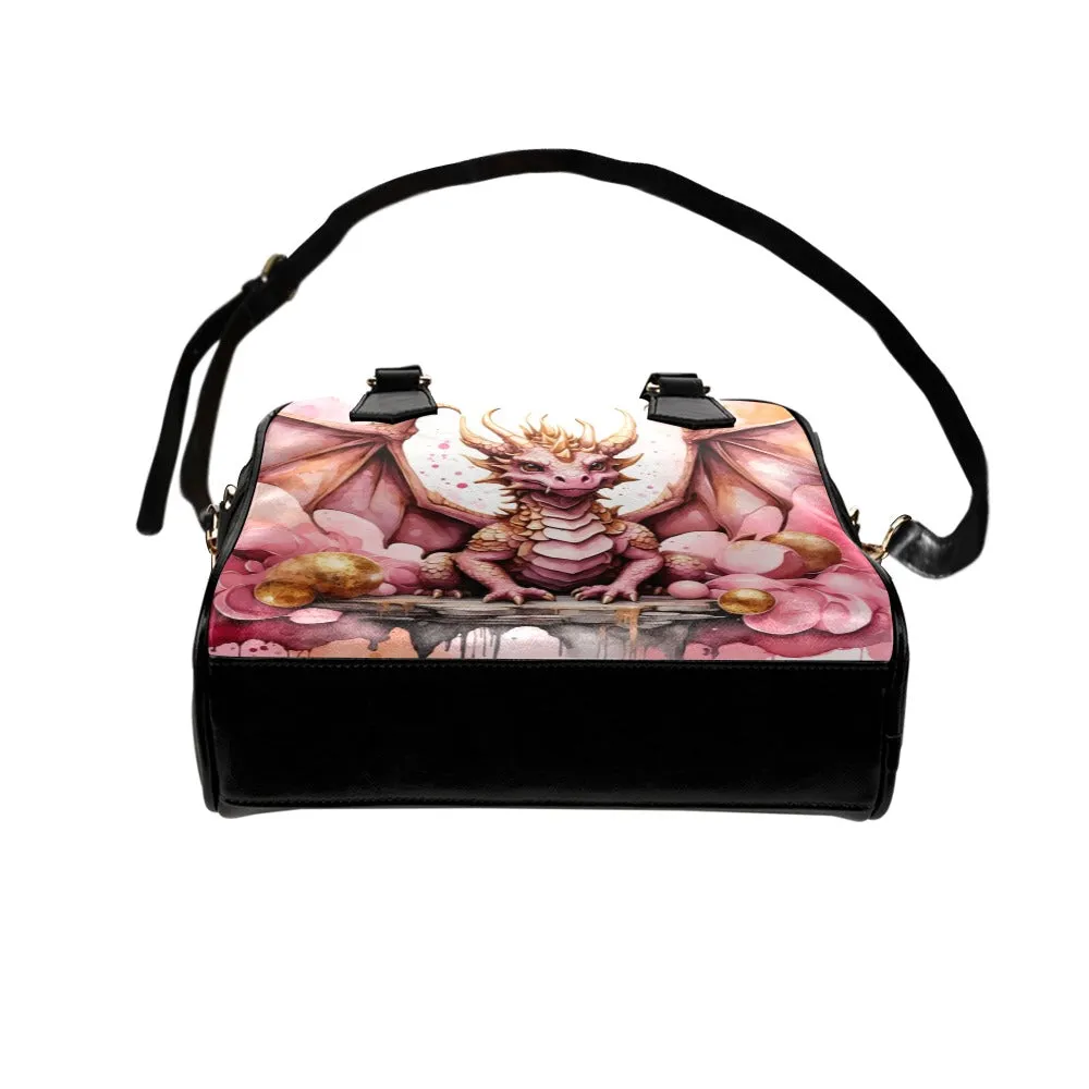 Pink and Gold Dragons Purse Bowler Handbag