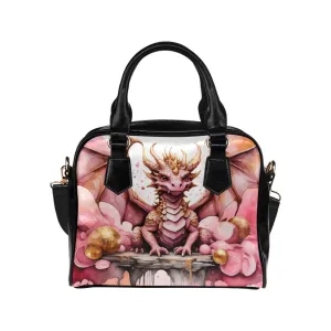 Pink and Gold Dragons Purse Bowler Handbag