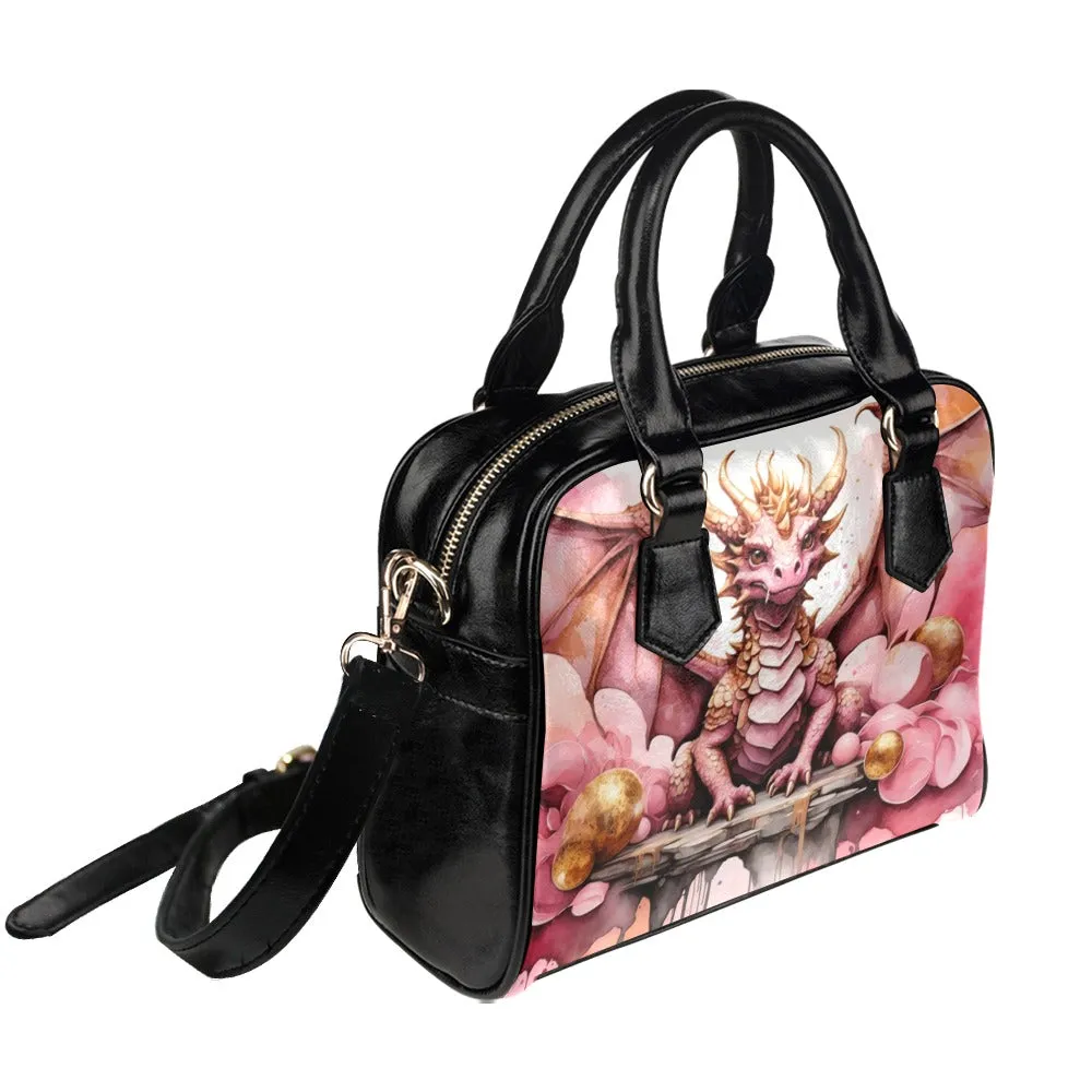 Pink and Gold Dragons Purse Bowler Handbag