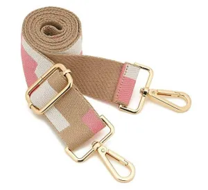Pink and Tan Geometric "Guitar" Bag Strap