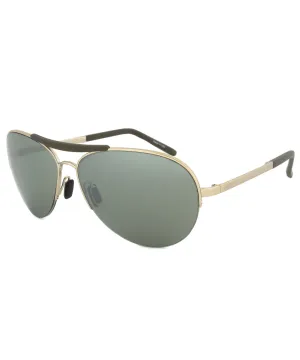 Porsche Design P8540 C Aviator Sunglasses | Light Gold Frame | Olive Silver Mirror Lens