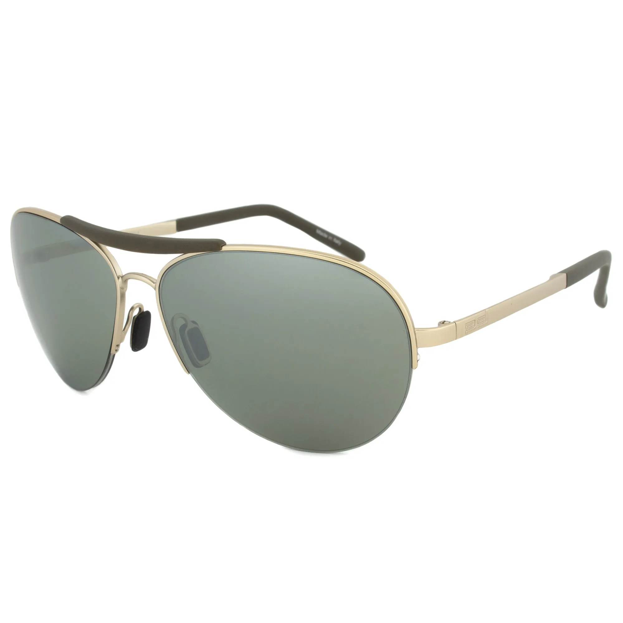 Porsche Design P8540 C Aviator Sunglasses | Light Gold Frame | Olive Silver Mirror Lens