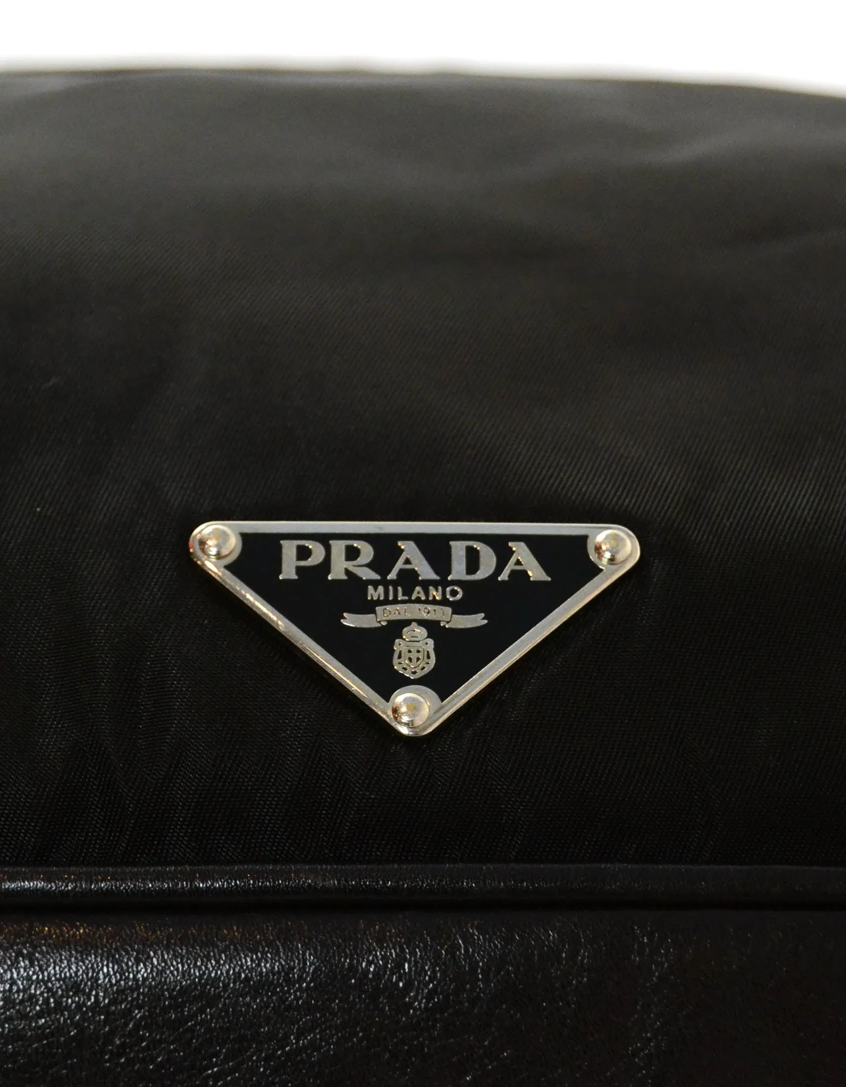 Prada Black Nylon/Leather Pushlock Messenger Bag