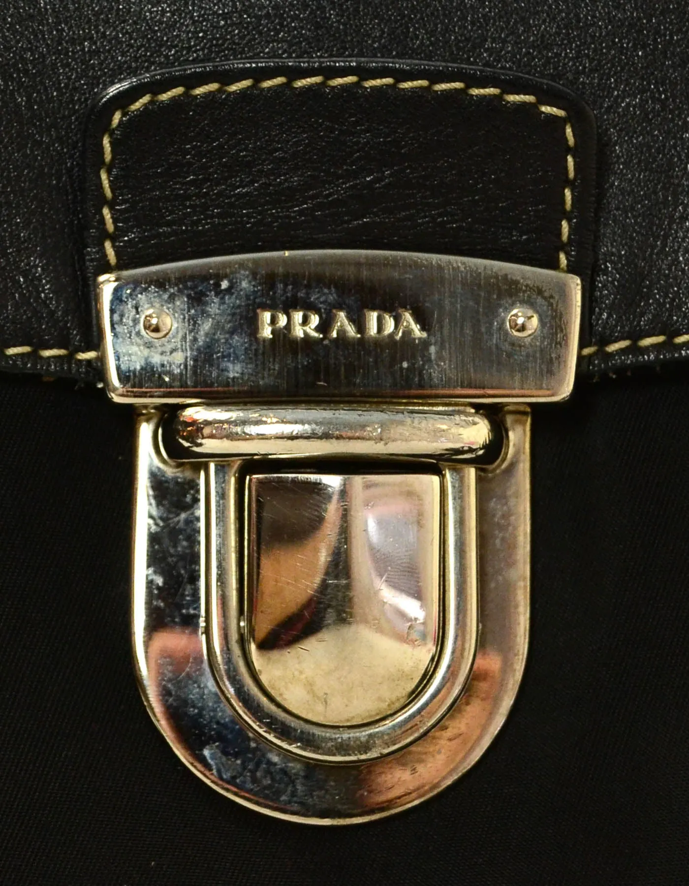 Prada Black Nylon/Leather Pushlock Messenger Bag