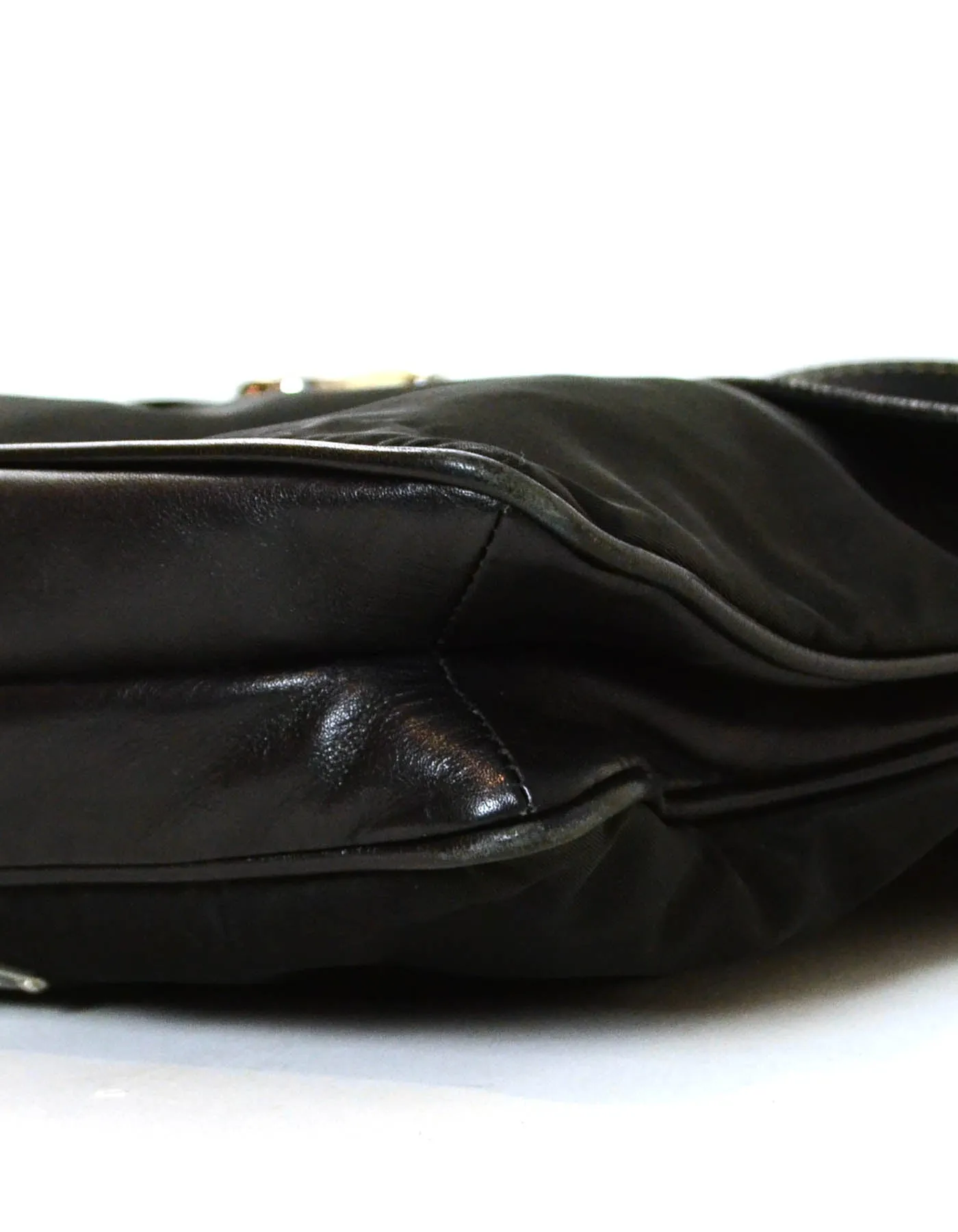 Prada Black Nylon/Leather Pushlock Messenger Bag