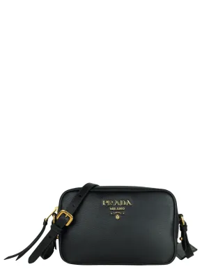 Prada Black/Gold Vitello Leather Phenix Camera Crossbody Bag