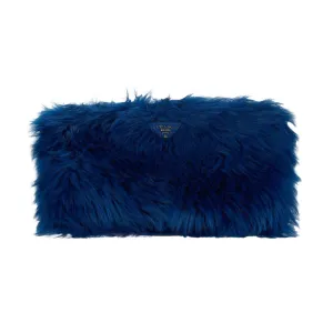Prada Blue Fur Large Clutch