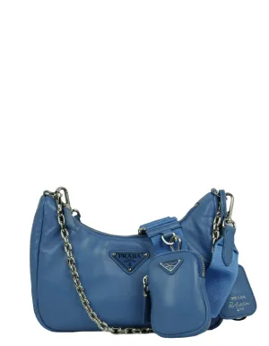 Prada Blue Padded Nappa-Leather Re-Edition Shoulder Bag