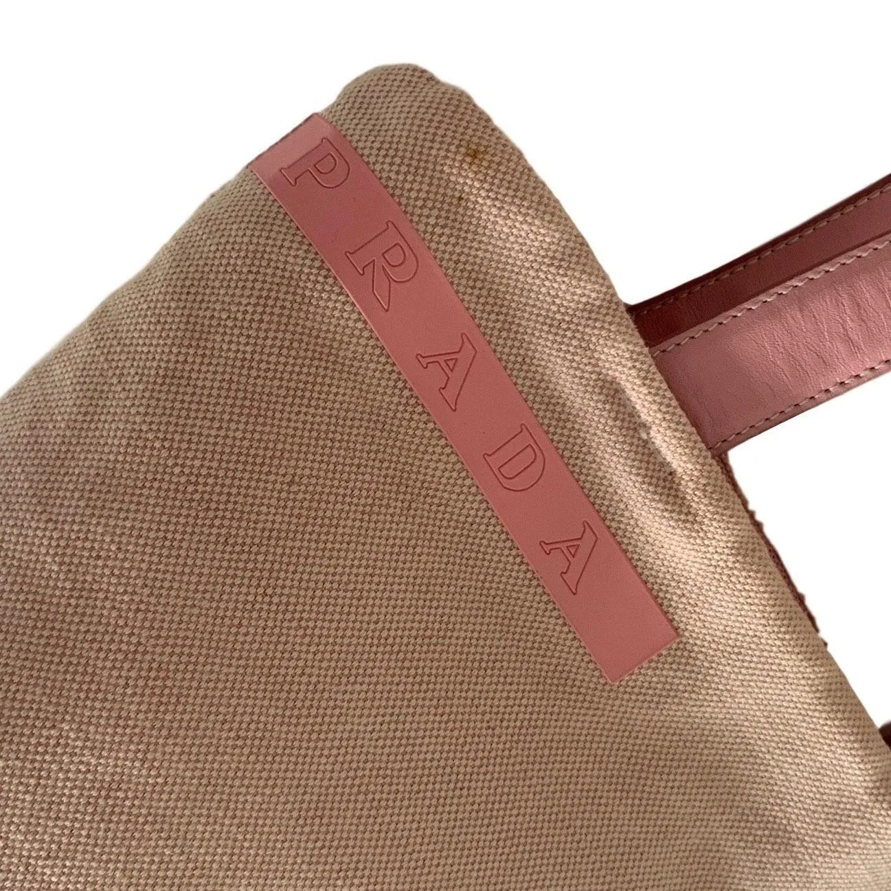 Prada Pink Logo Canvas Mini Tote