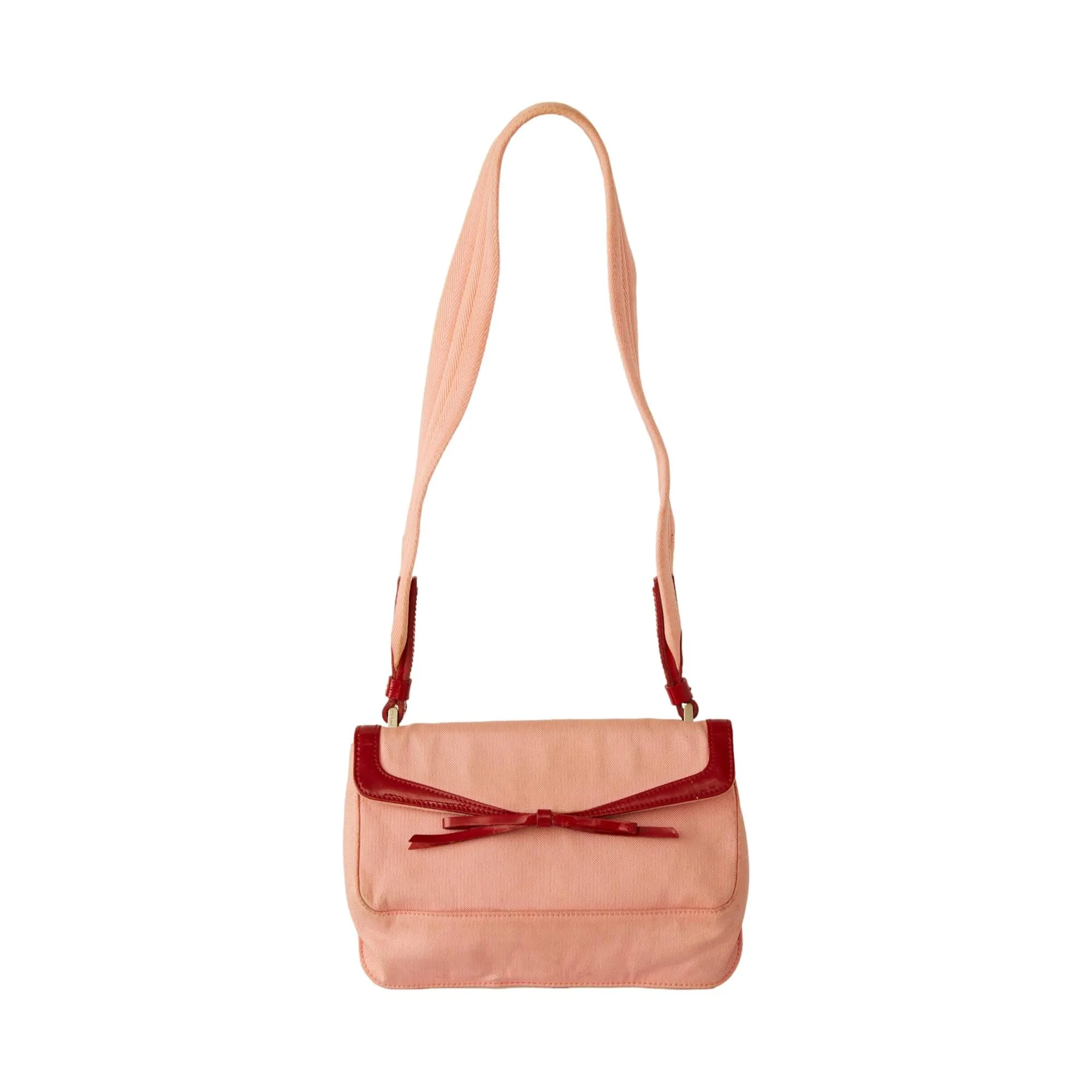 Prada Pink   Red Canvas Bow Mini Bag