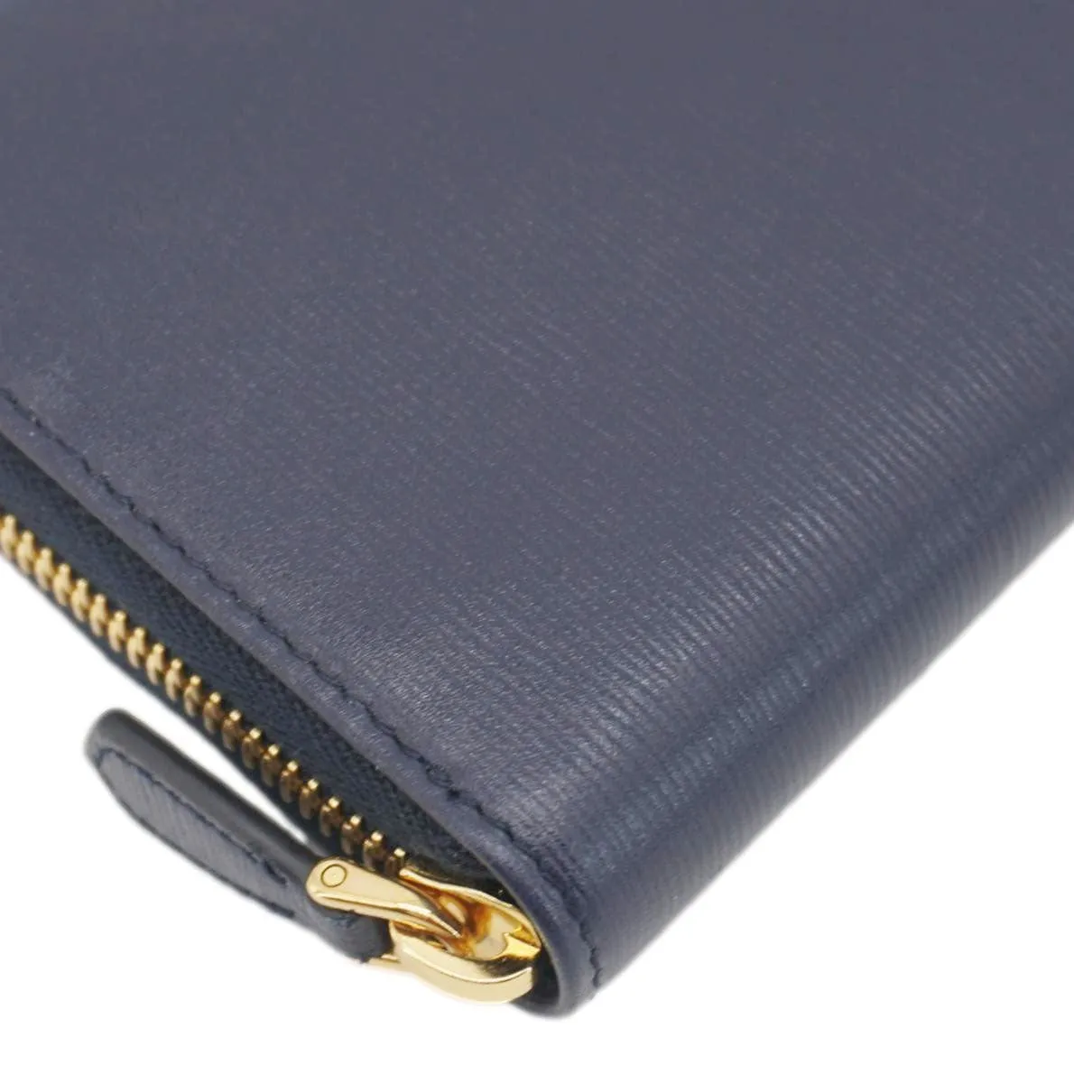 PRADA Zip Around Leather Wallet Blue