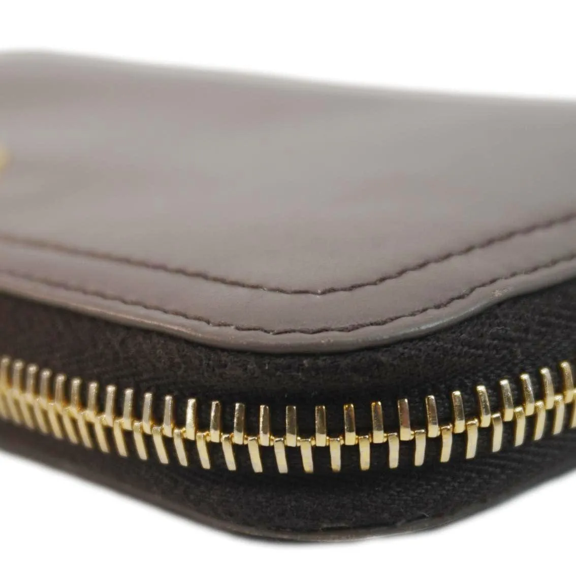 PRADA Zip Around Leather Wallet Brown