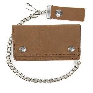 PUB500  6" Biker Wallet- Brown w/ Buffalo Nickel snaps