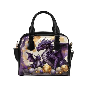 Purple and Gold Dragons Purse Bowler Handbag