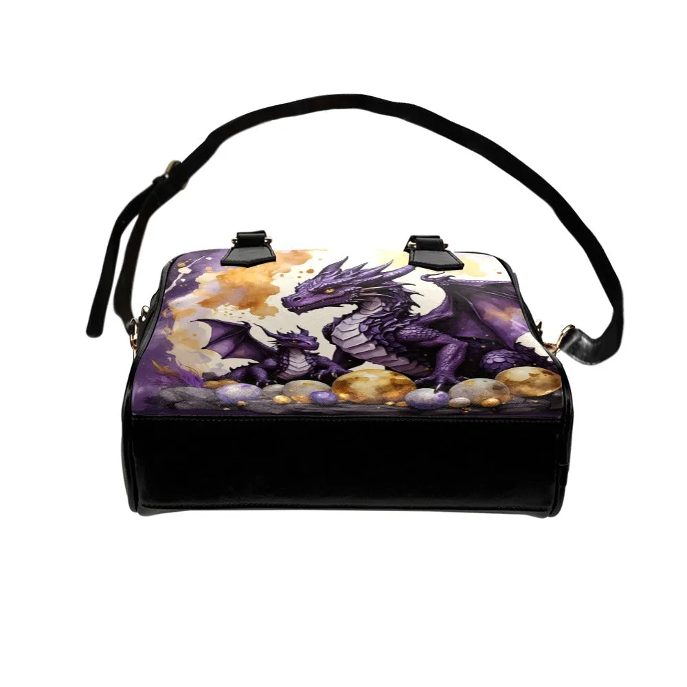 Purple and Gold Dragons Purse Bowler Handbag