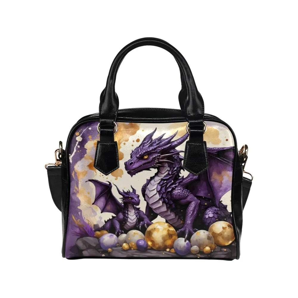 Purple and Gold Dragons Purse Bowler Handbag
