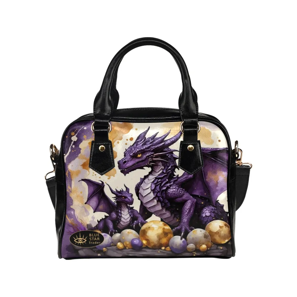 Purple and Gold Dragons Purse Bowler Handbag