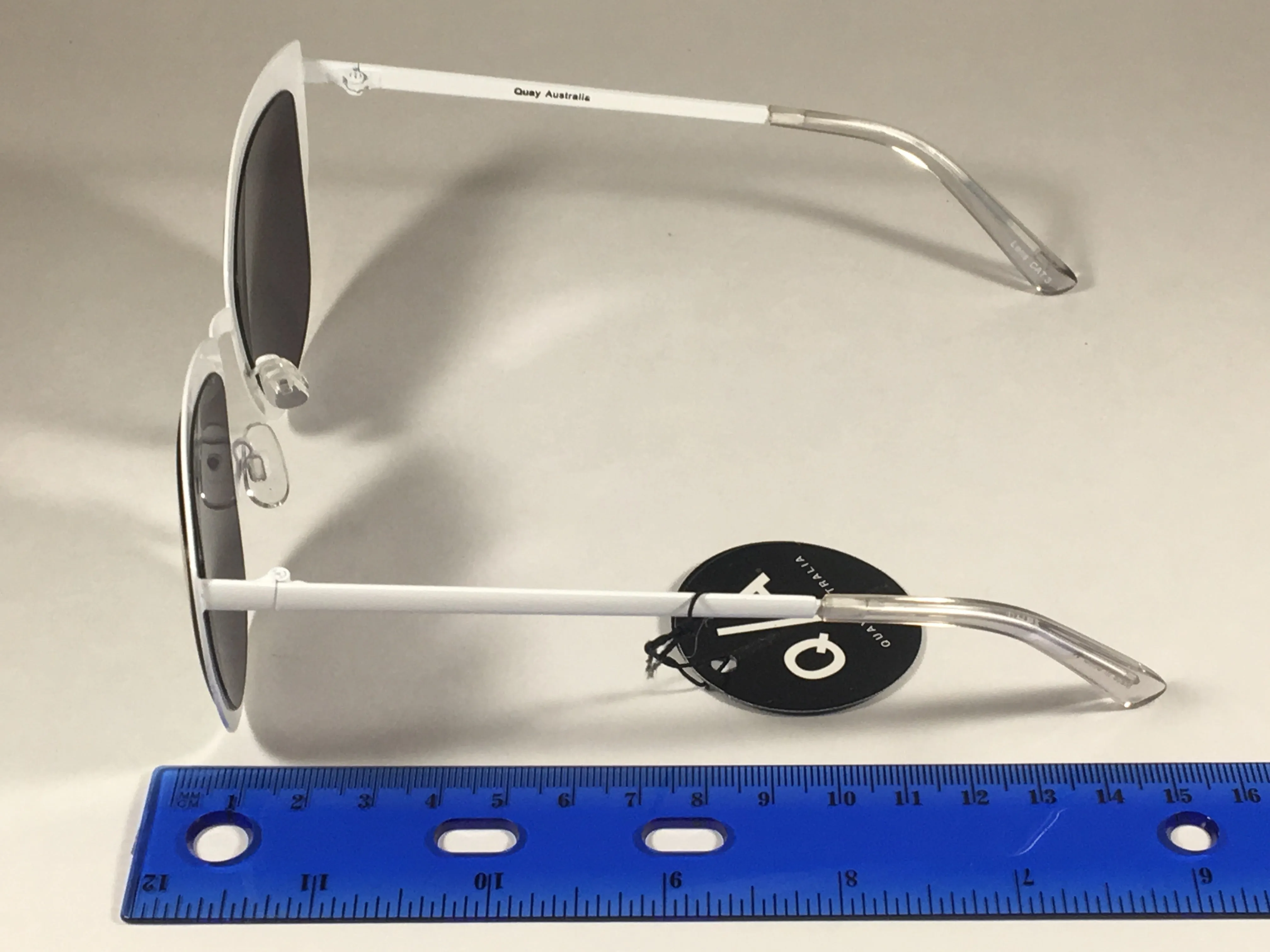 Quay Super Girl Sunglasses Large Cat Eye White Metal Lilac Pink Rose Mirror Lens QW000138 WHT/LIL