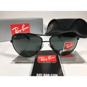 Ray-Ban Highstreet Aviator Pilot Sunglasses Matte Black Green Lens RB3293 006/71