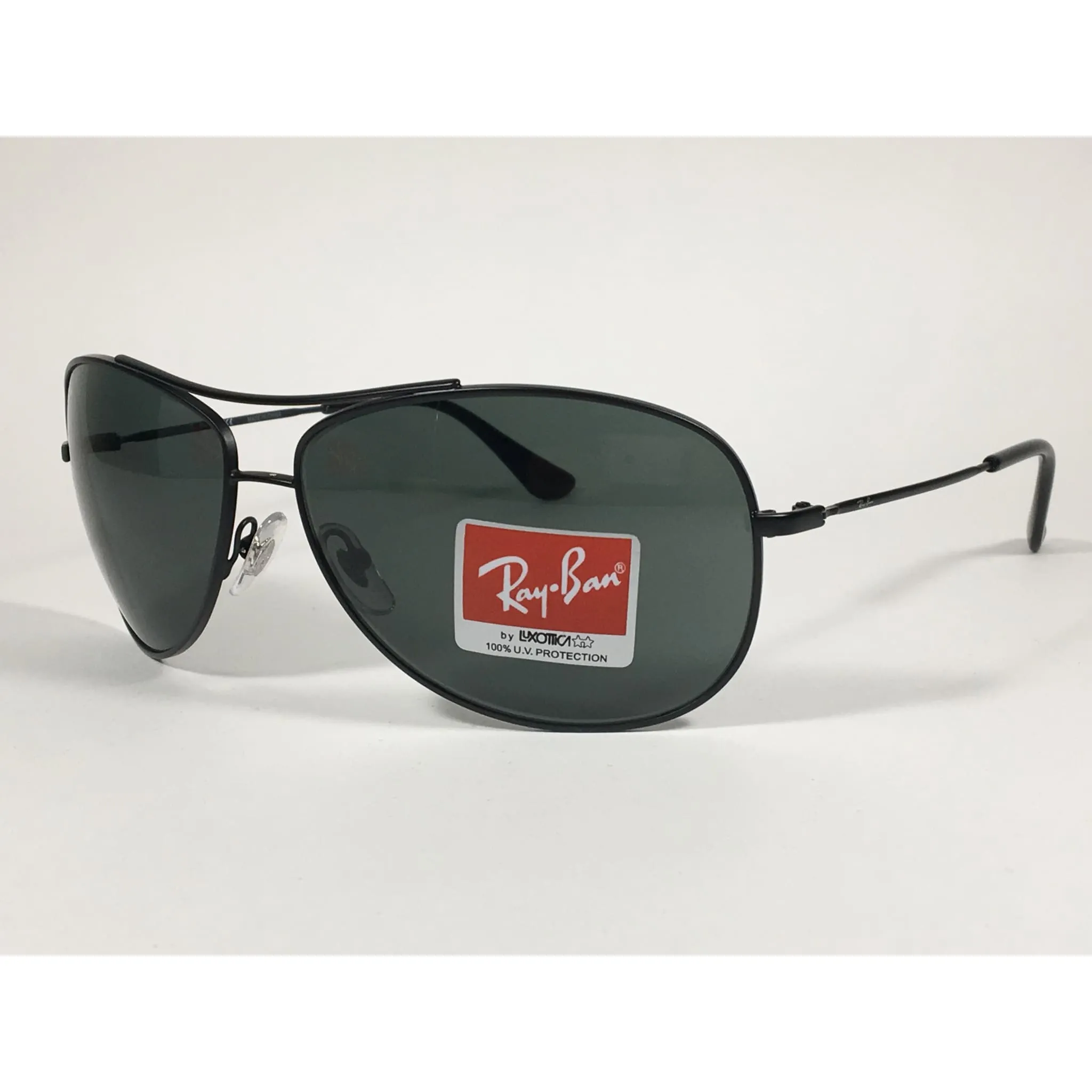 Ray-Ban Highstreet Aviator Pilot Sunglasses Matte Black Green Lens RB3293 006/71