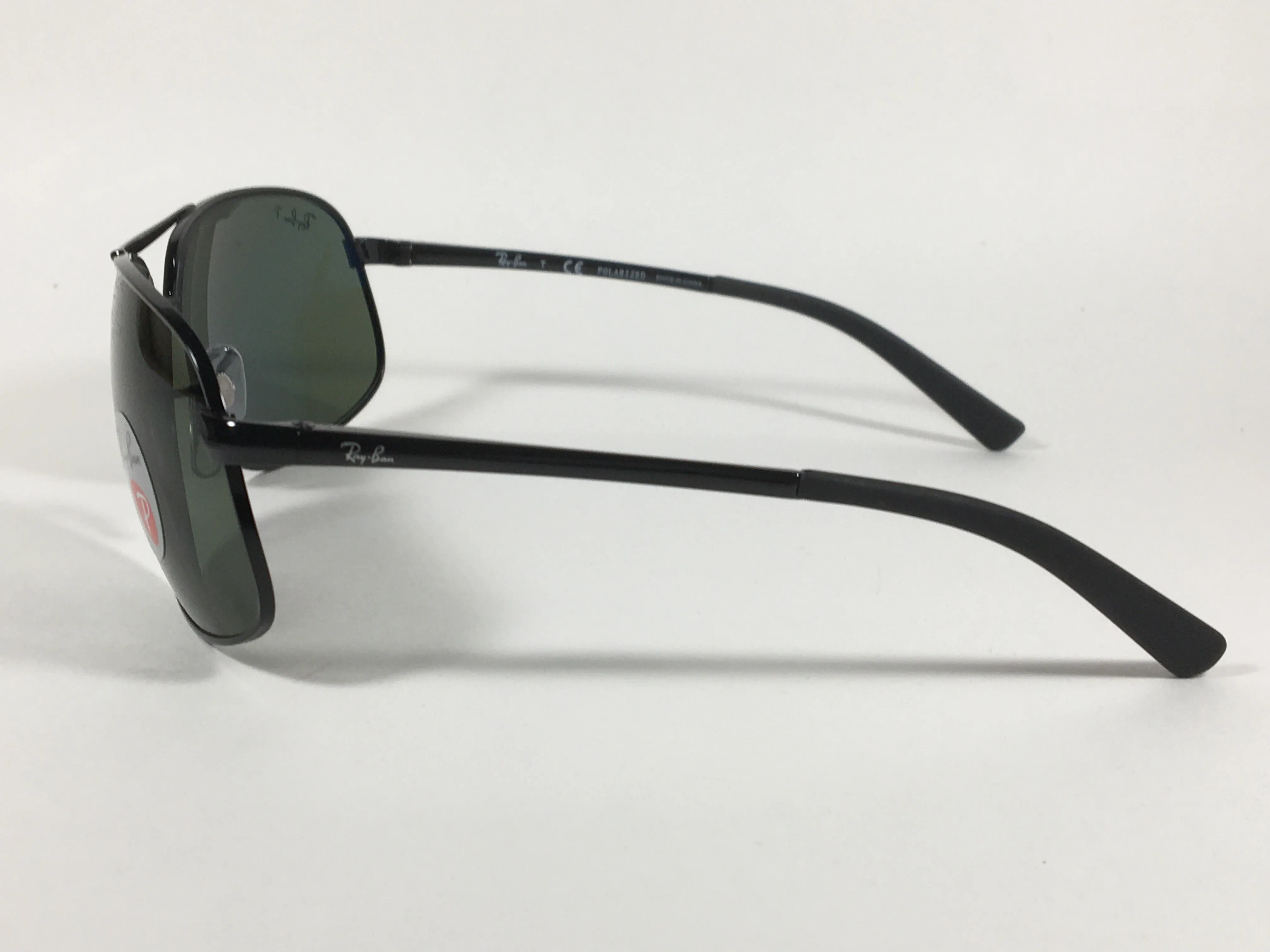 Ray-Ban Highstreet Polarized Aviator Sunglasses Black Green Lens RB3387 002/9A