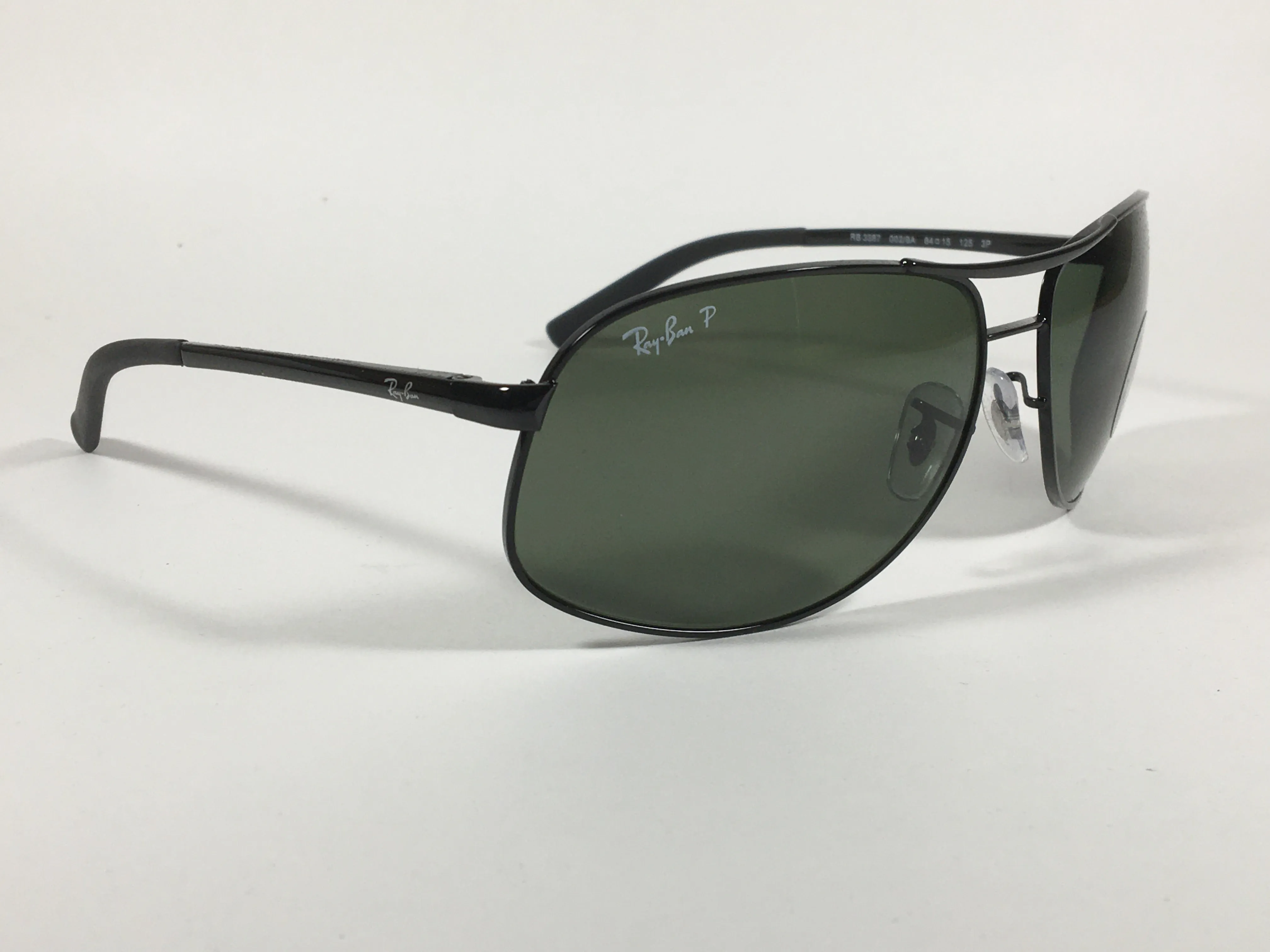 Ray-Ban Highstreet Polarized Aviator Sunglasses Black Green Lens RB3387 002/9A