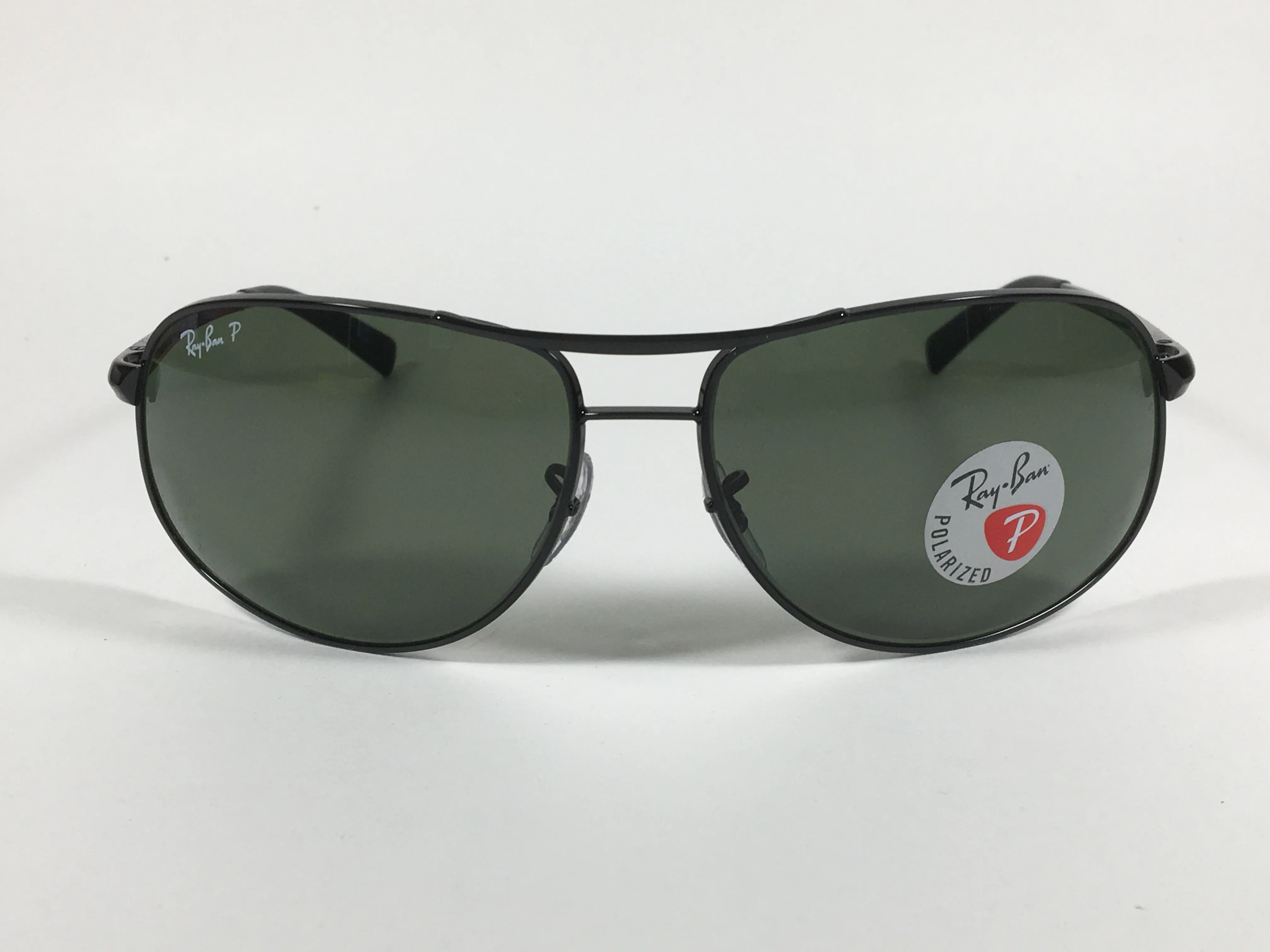 Ray-Ban Highstreet Polarized Aviator Sunglasses Black Green Lens RB3387 002/9A