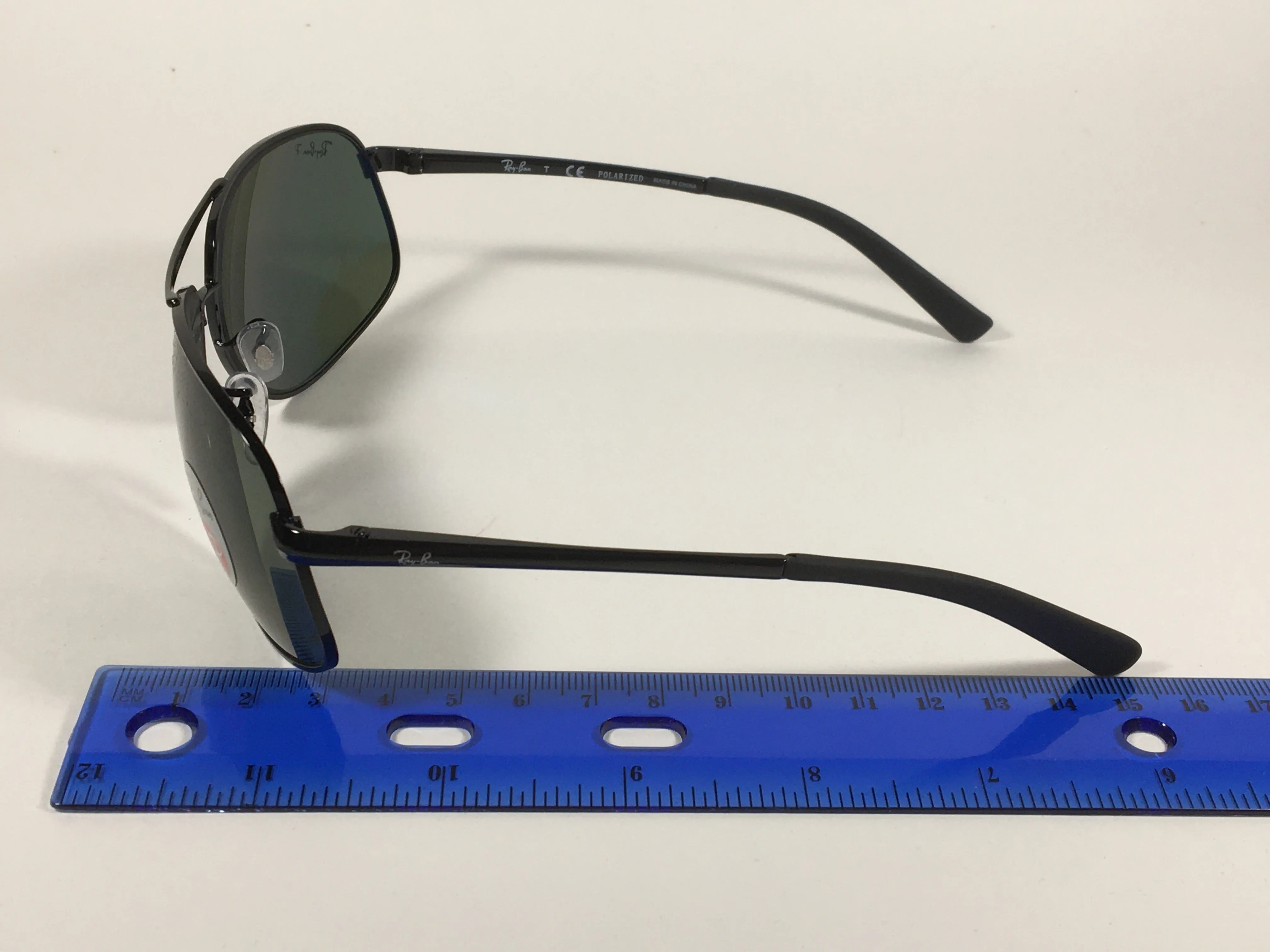 Ray-Ban Highstreet Polarized Aviator Sunglasses Black Green Lens RB3387 002/9A
