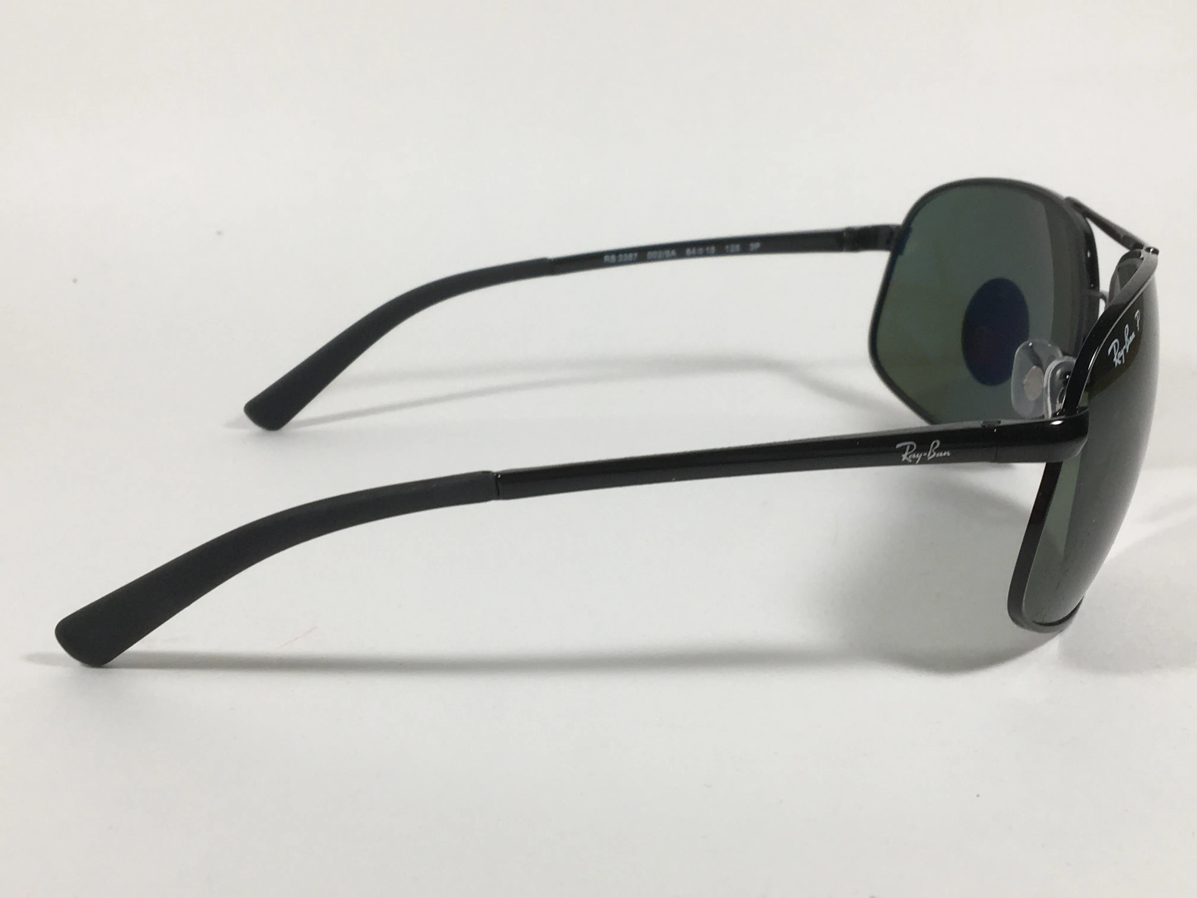 Ray-Ban Highstreet Polarized Aviator Sunglasses Black Green Lens RB3387 002/9A