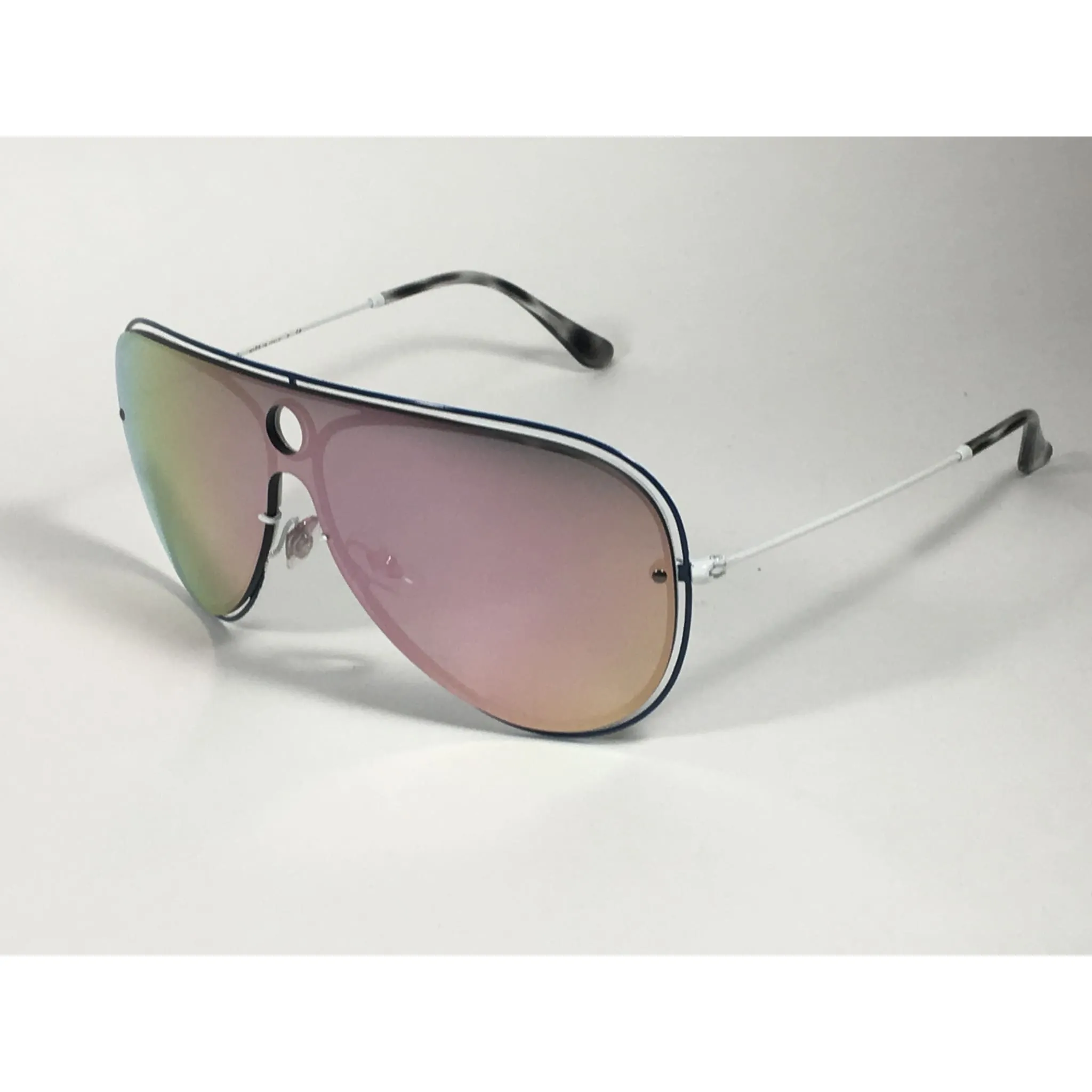 Ray-Ban Shooter Shield Aviator Sunglasses Pink Gray Mirror Lens RB3605N 91004Z