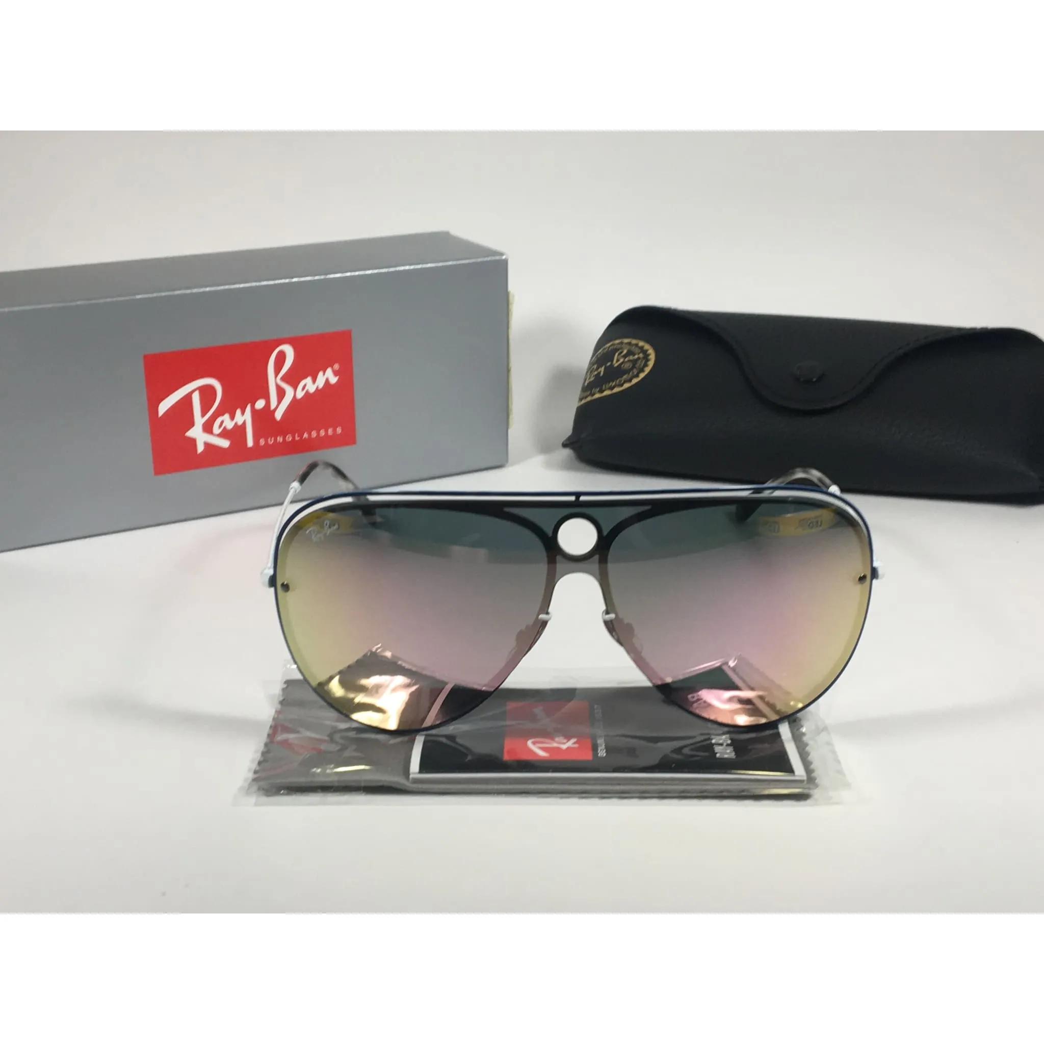 Ray-Ban Shooter Shield Aviator Sunglasses Pink Gray Mirror Lens RB3605N 91004Z