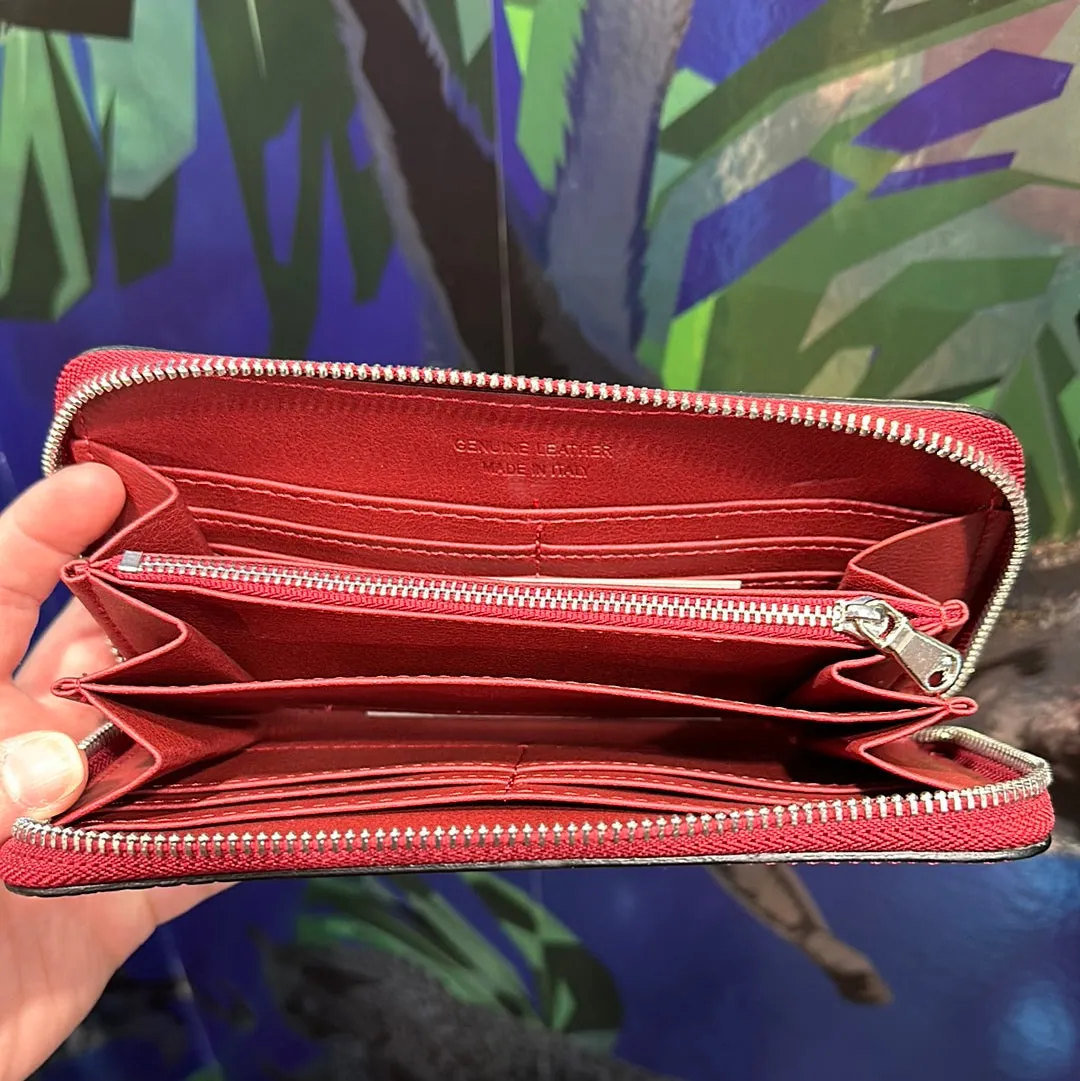 Red Croc Embossed Zip Around Wallet