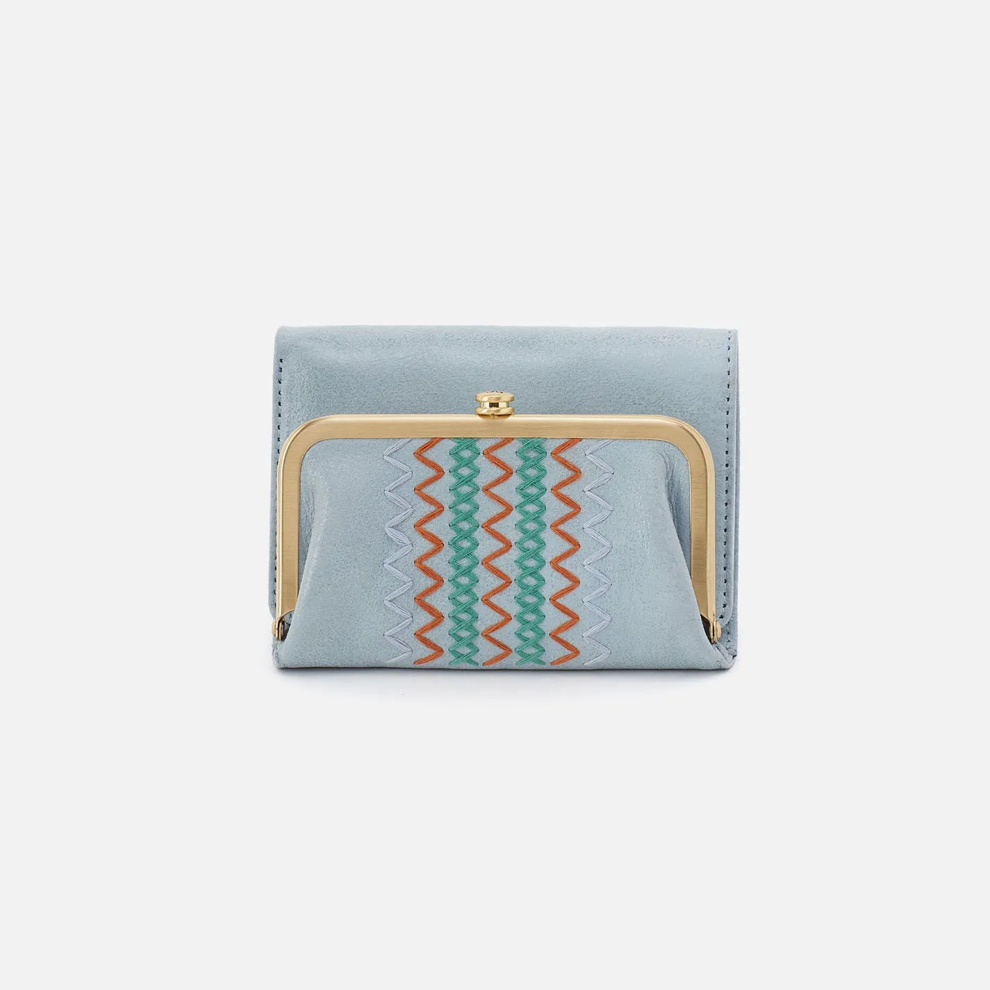 Robin Compact Wallet In Buffed Leather - Sky
