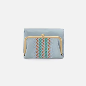 Robin Compact Wallet In Buffed Leather - Sky