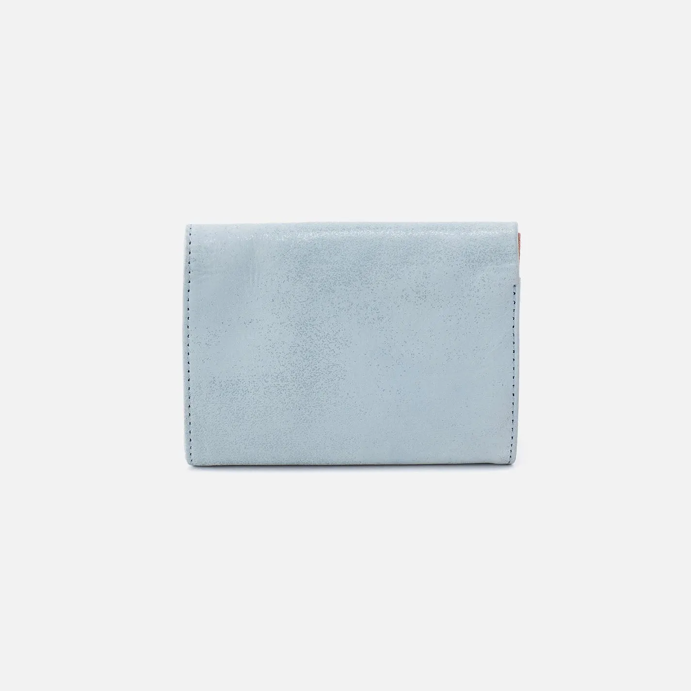 Robin Compact Wallet In Buffed Leather - Sky