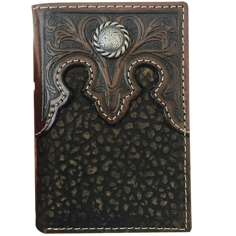 Roper Tri-Fold Wallet Tooled Yoke Brown