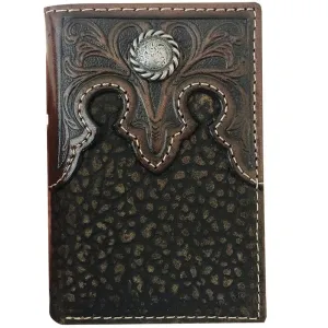 Roper Tri-Fold Wallet Tooled Yoke Brown